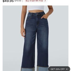 HALARA Wide-Leg Cropped Jeans